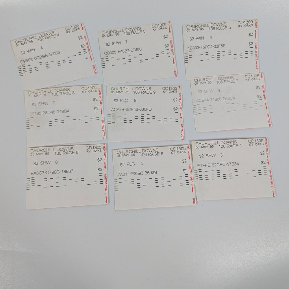 Lot of 6 Vintage Kentucky Oaks Horse Racing Betting Slips May 1995